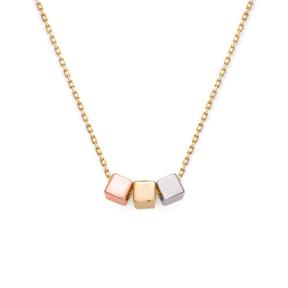 Three color sterling silver gold plated necklace